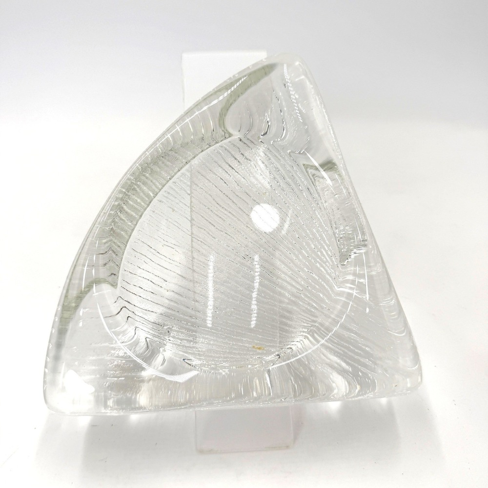 Vintage Iittala Finland Heavy Art Glass Triangular Ashtray Wirkkala Lehti Style
